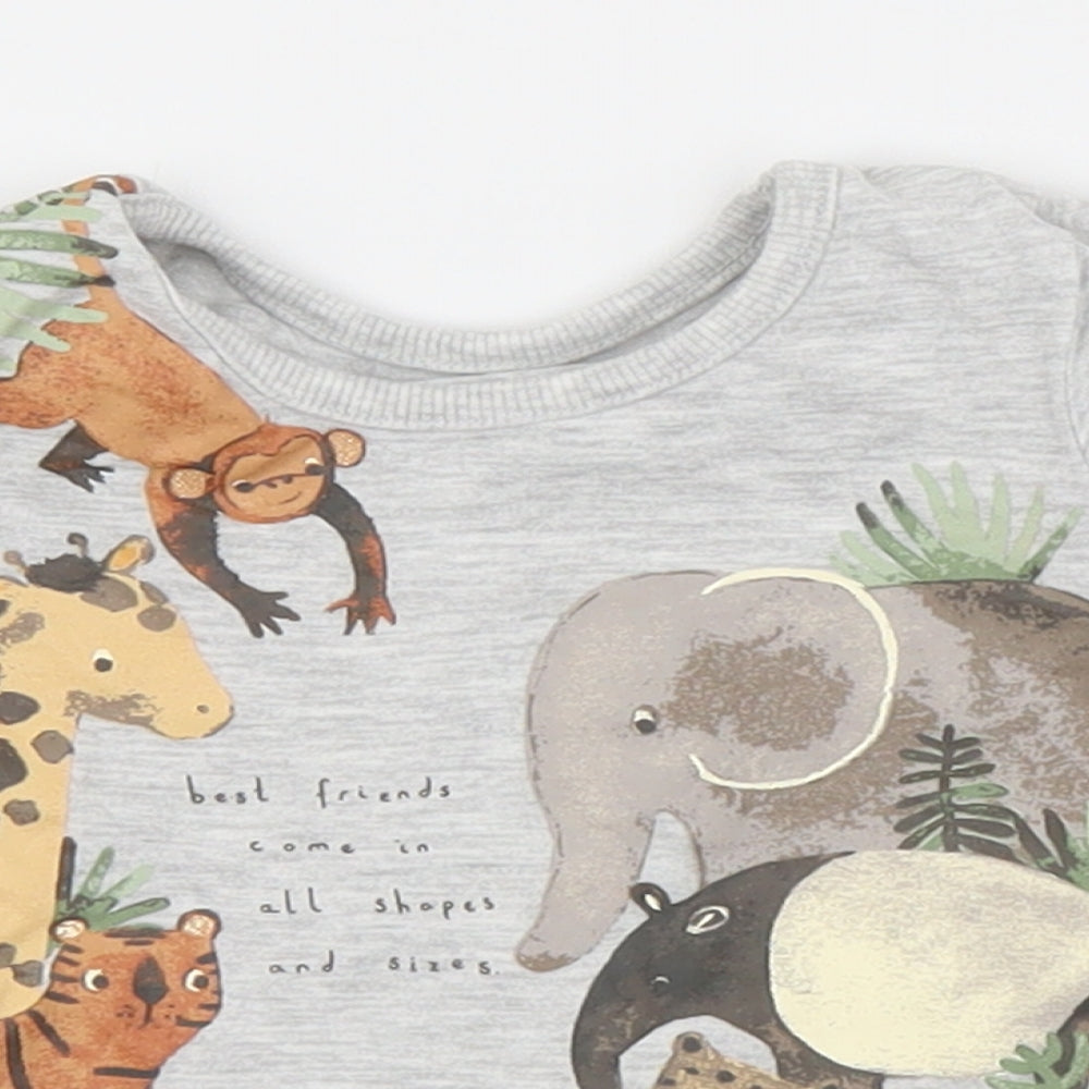 George  Grey Animal Print  Basic T-Shirt Size 3-6 Months  - animal