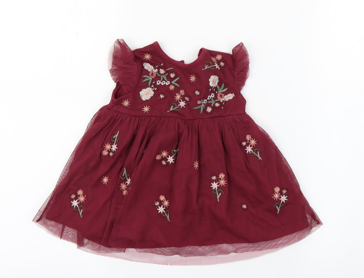 F&F  Purple Floral  A-Line  Size 3-6 Months
