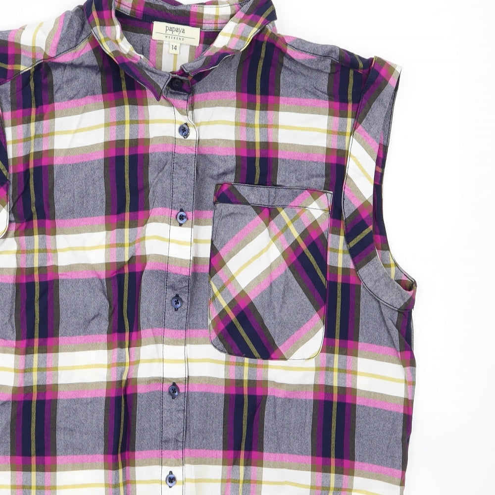 Papaya Womens Purple   Basic Button-Up Size 14