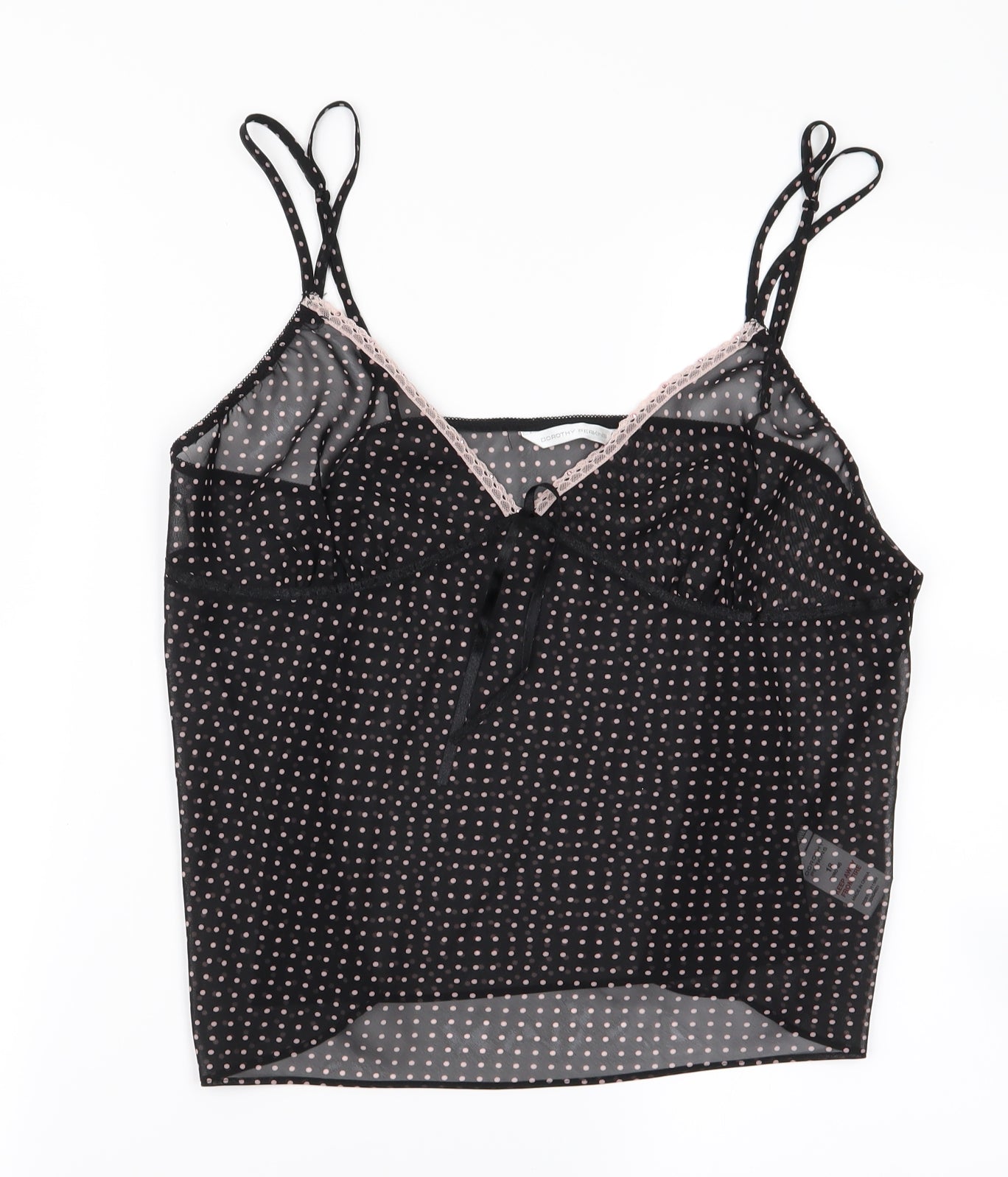 Dorothy Perkins Womens Black Polka Dot Rayon Tunic Tank Size 16