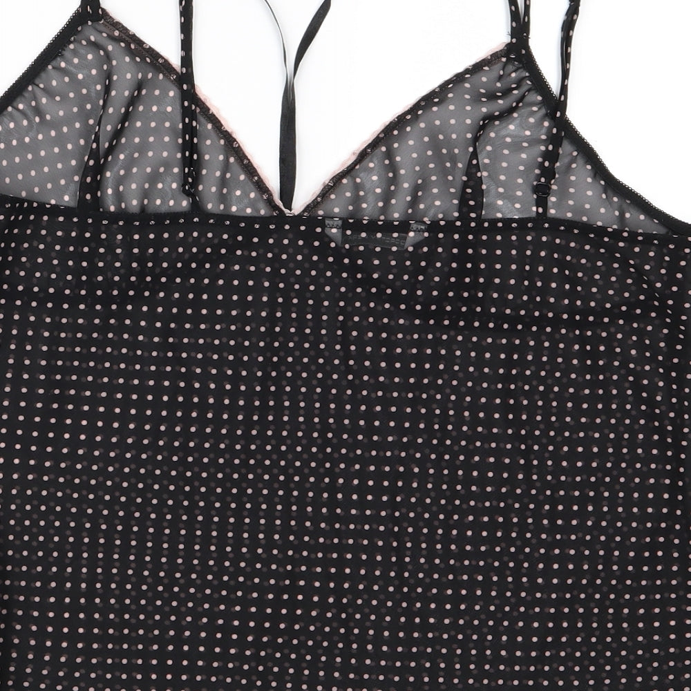 Dorothy Perkins Womens Black Polka Dot Rayon Tunic Tank Size 16