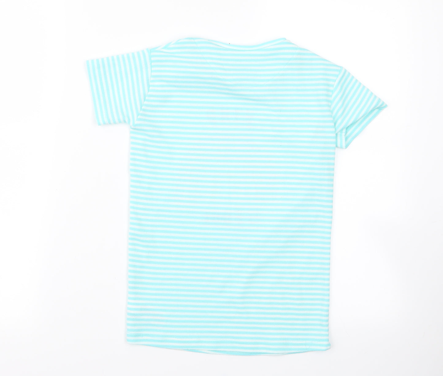 Preworn Girls Blue Striped Rayon Basic T-Shirt Size S  - rainbow