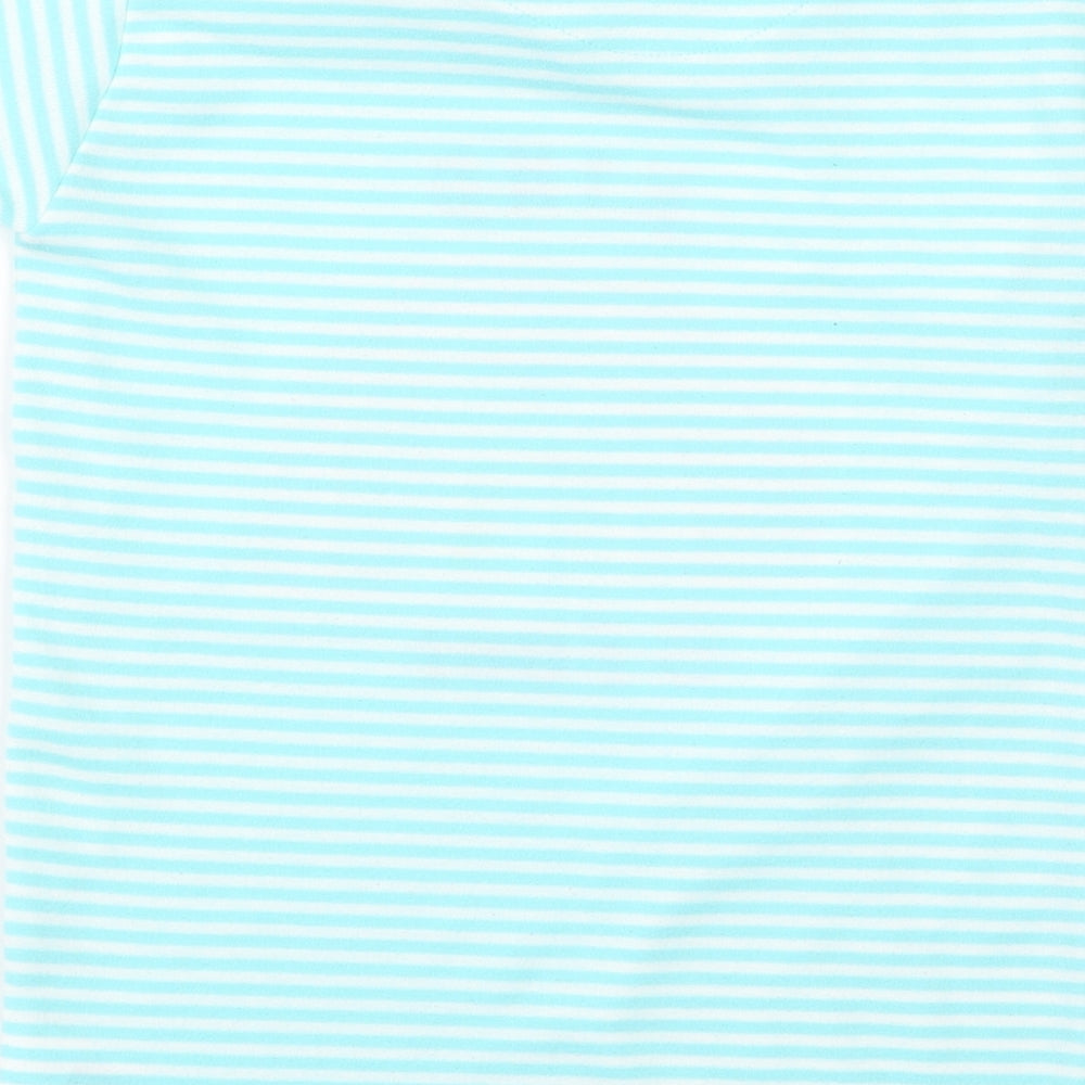 Preworn Girls Blue Striped Rayon Basic T-Shirt Size S  - rainbow