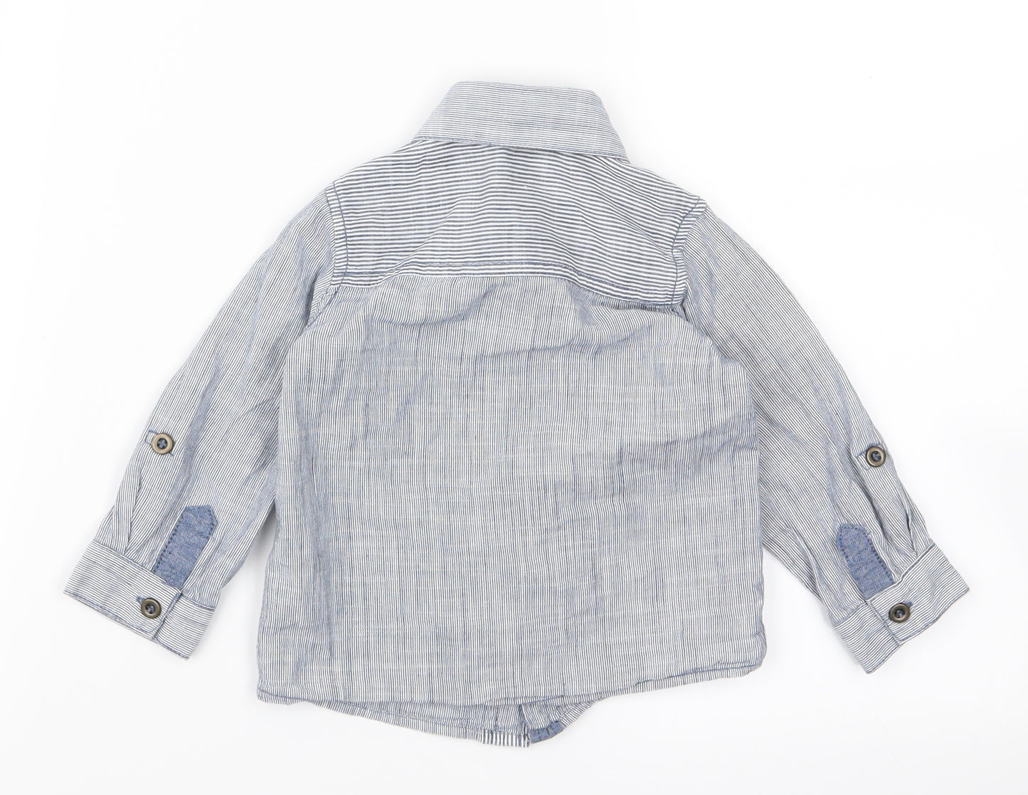 Preworn Baby Blue Striped  Basic Button-Up Size 3-6 Months