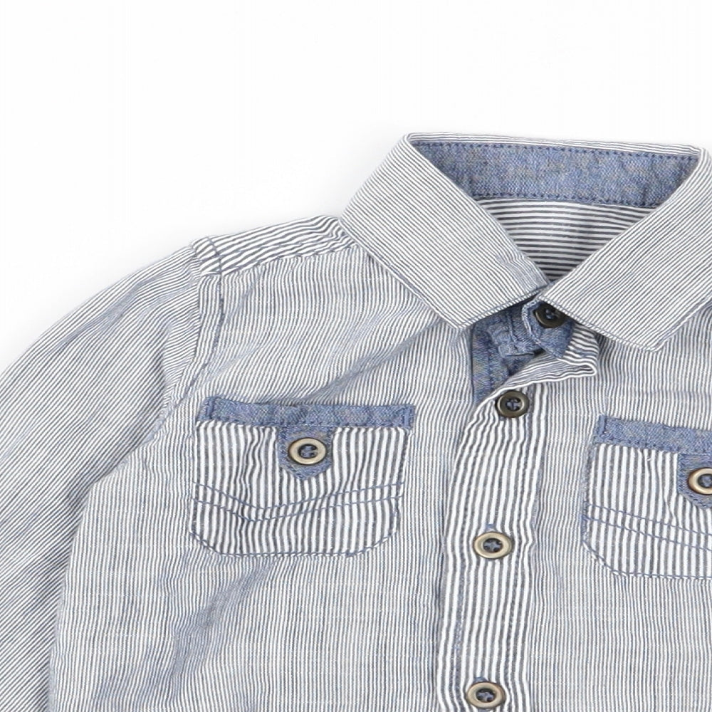 Preworn Baby Blue Striped  Basic Button-Up Size 3-6 Months