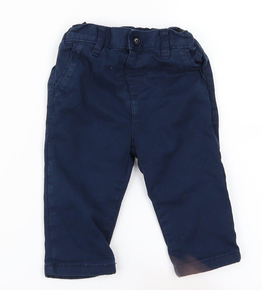 Front view of Marks & Spencer Baby Blue Cargo Trousers, size 12, Months