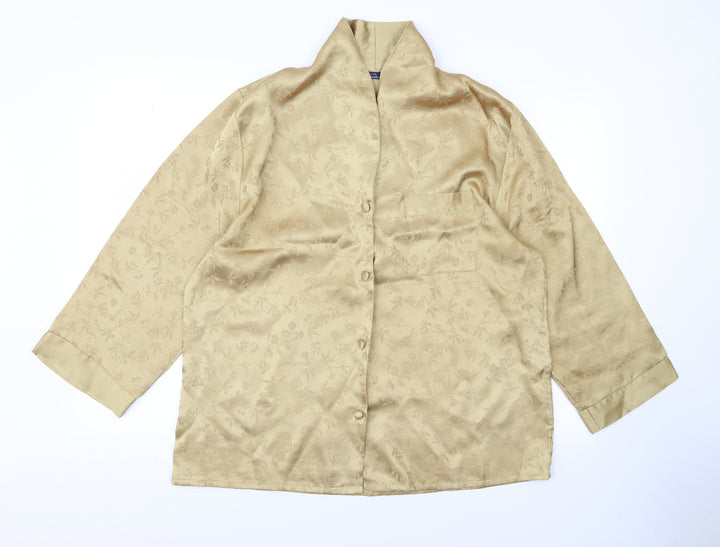 Preworn Womens Gold Basic Button-Up Size 16