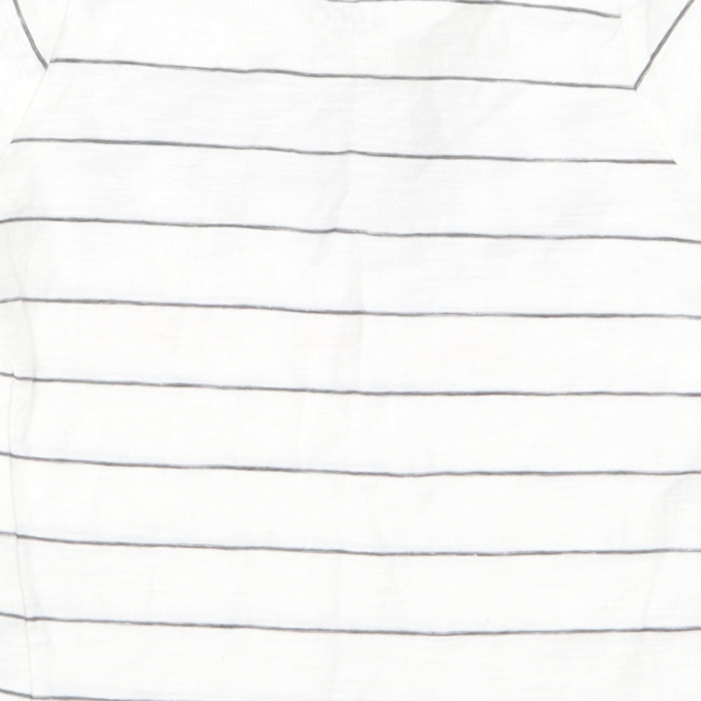 fred flo Baby White Striped  Basic T-Shirt Size 9-12 Months  - happy