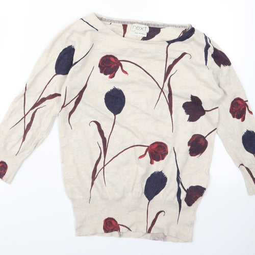 NEXT Womens Beige Floral  Pullover Jumper Size 12