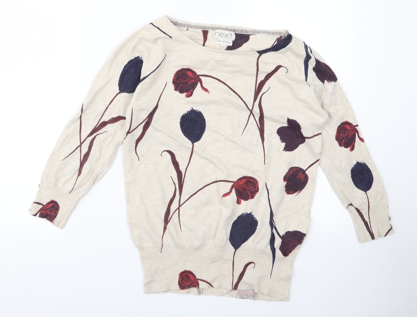 NEXT Womens Beige Floral  Pullover Jumper Size 12