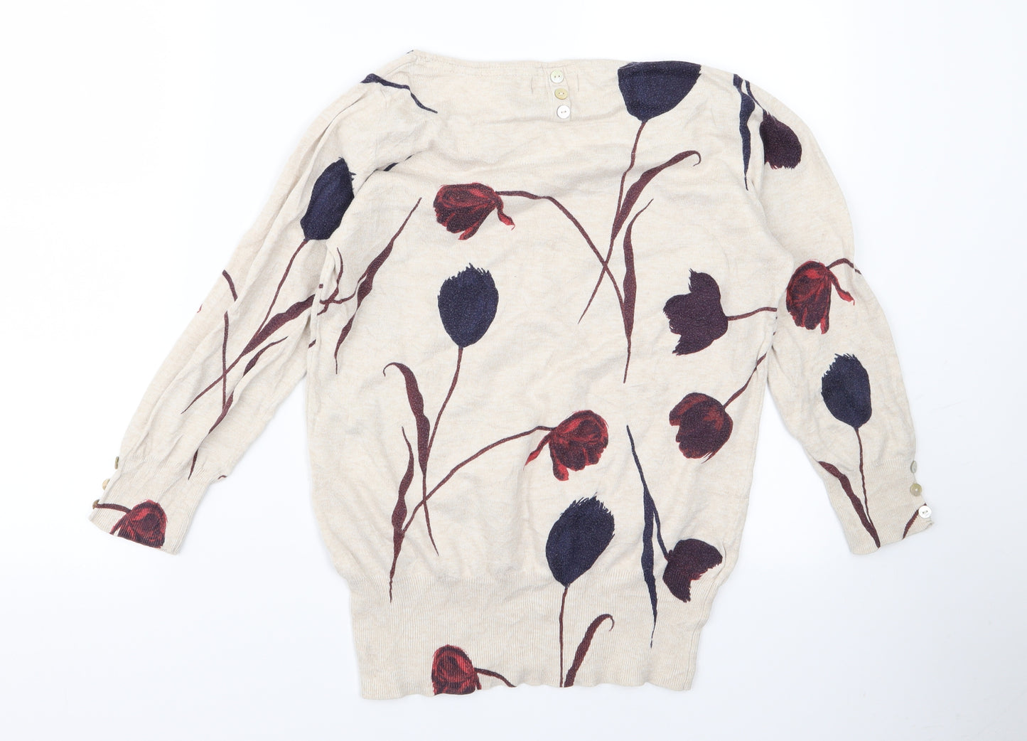 NEXT Womens Beige Floral  Pullover Jumper Size 12