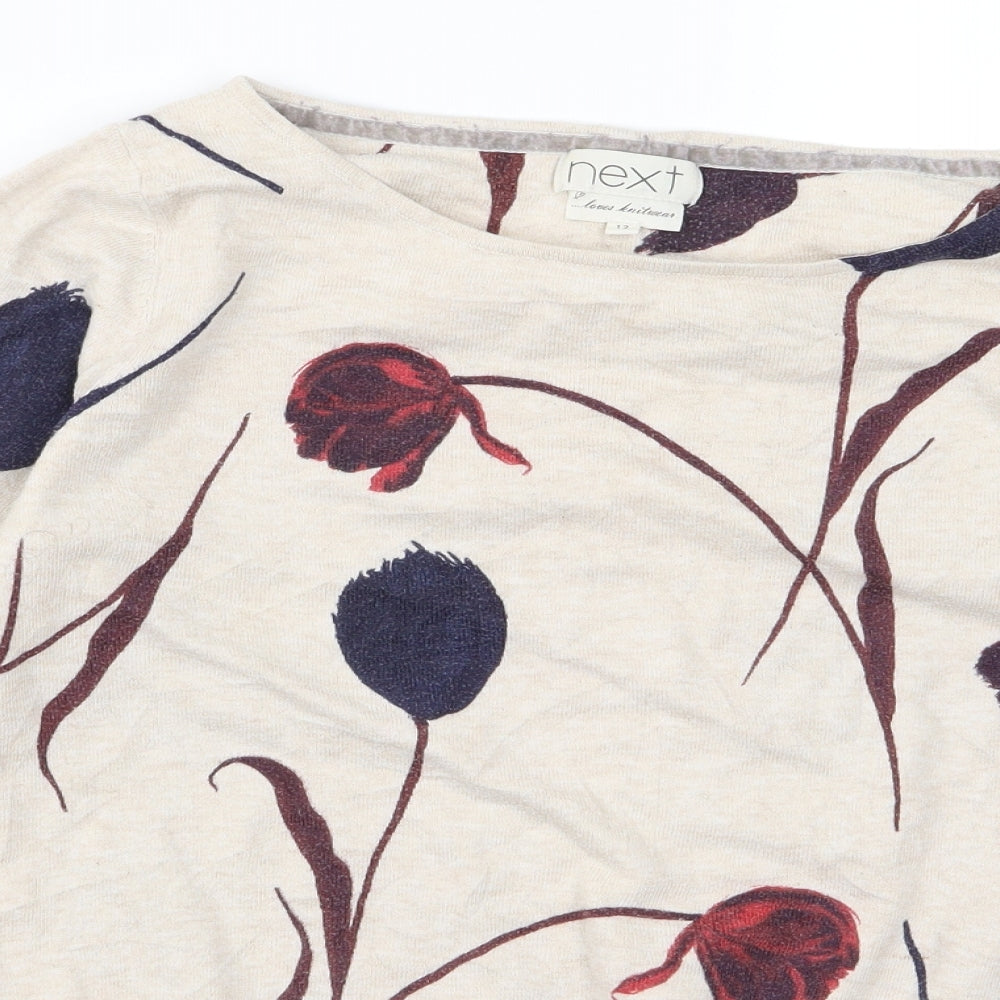 NEXT Womens Beige Floral  Pullover Jumper Size 12