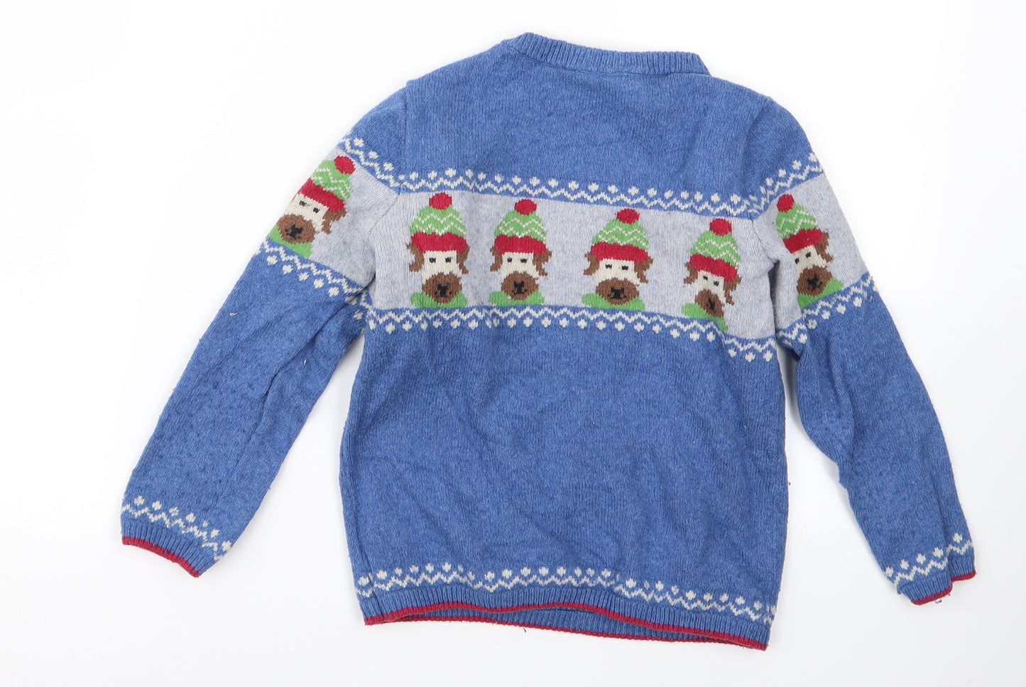 John Lewis Boys Blue   Pullover Jumper Size 7 Years  - CHRISMTAS