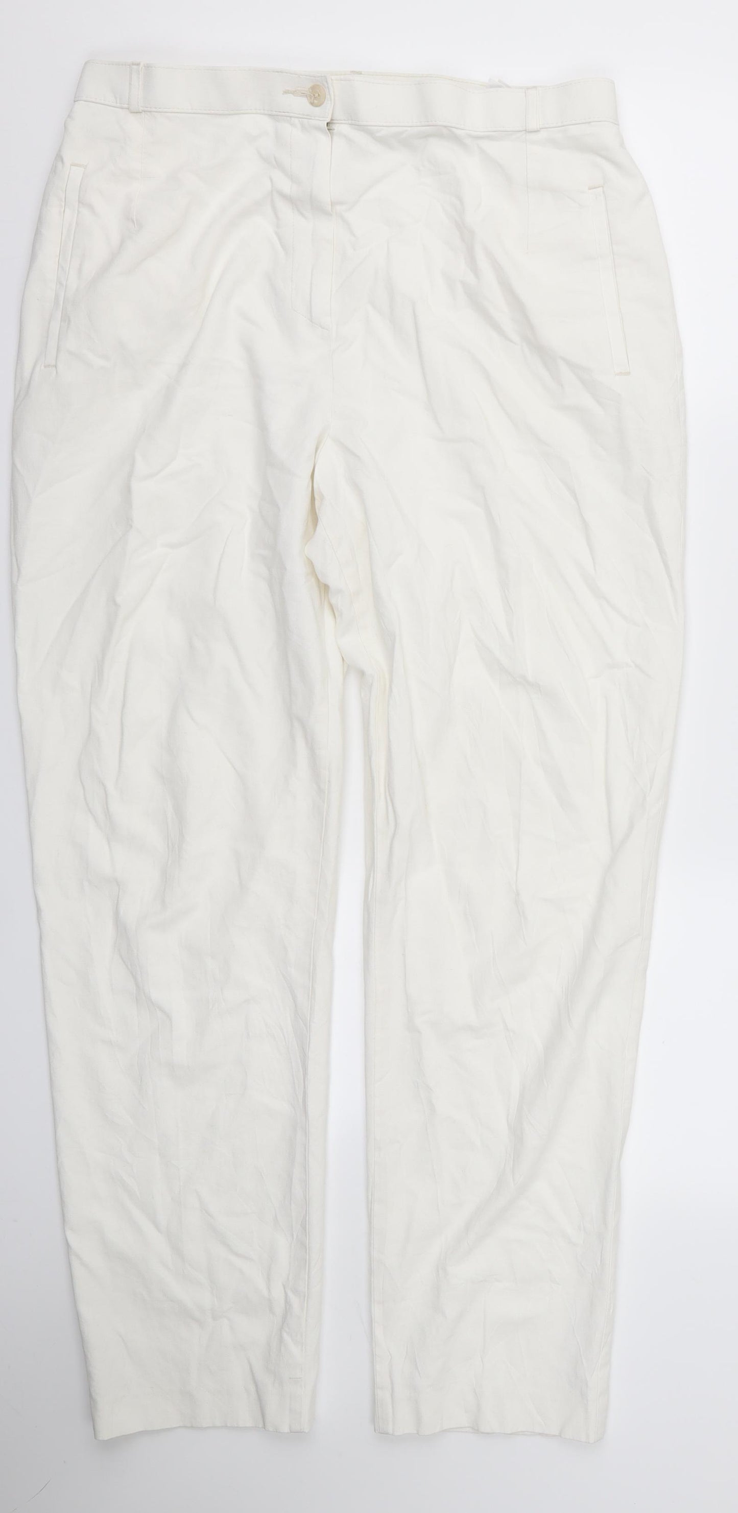 m&s Womens White   Trousers  Size 16 L24 in