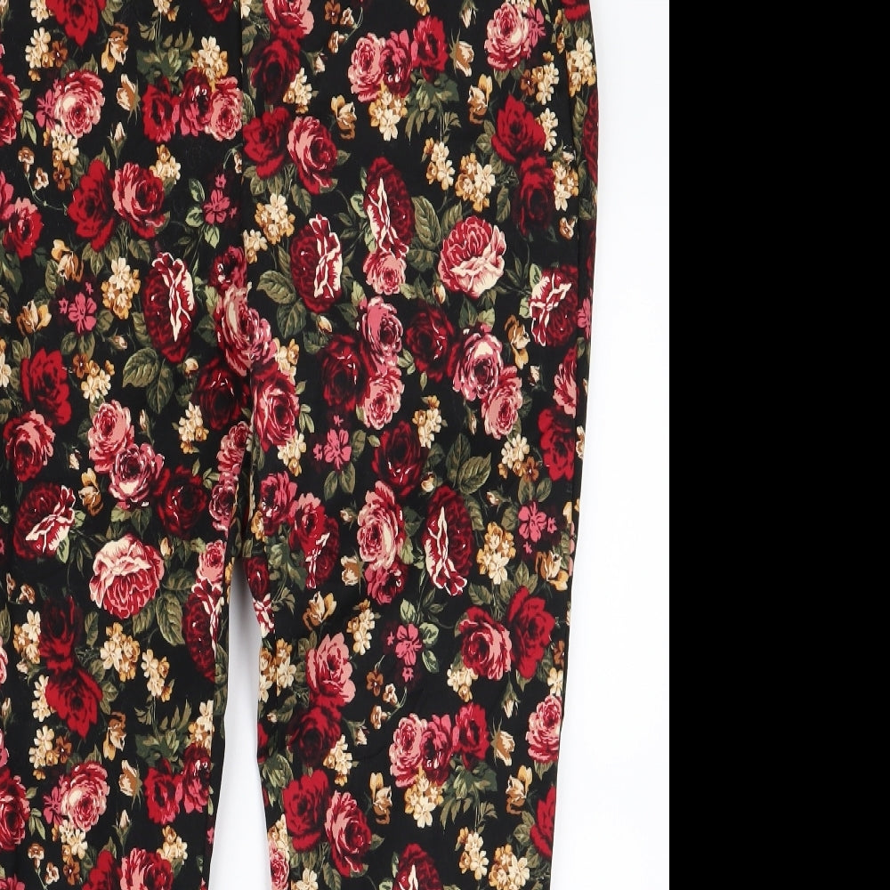 Stradivarius Womens Black Animal Print  Trousers  Size 30 L23 in