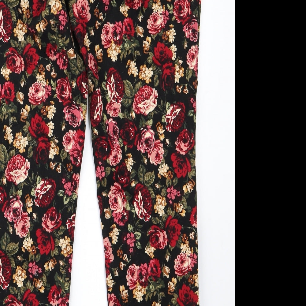 Stradivarius Womens Black Animal Print  Trousers  Size 30 L23 in