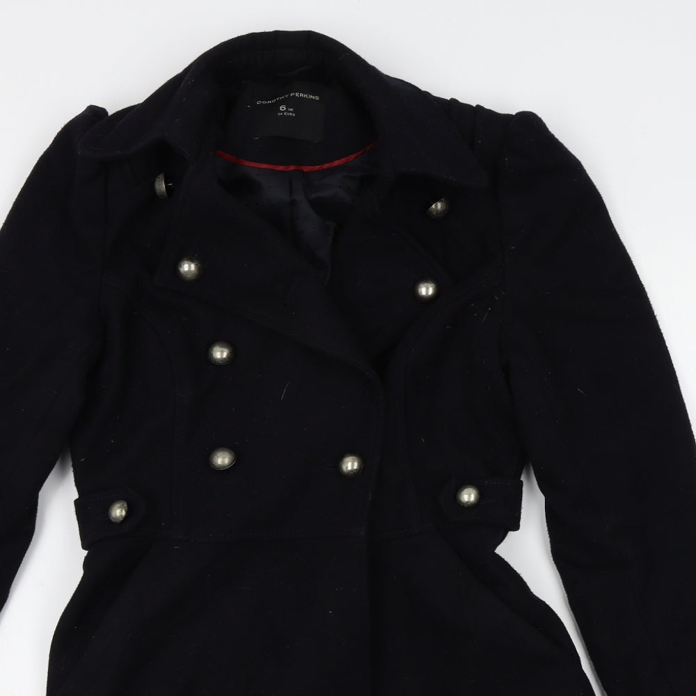 Dorothy Perkins Womens Black   Overcoat Coat Size 6