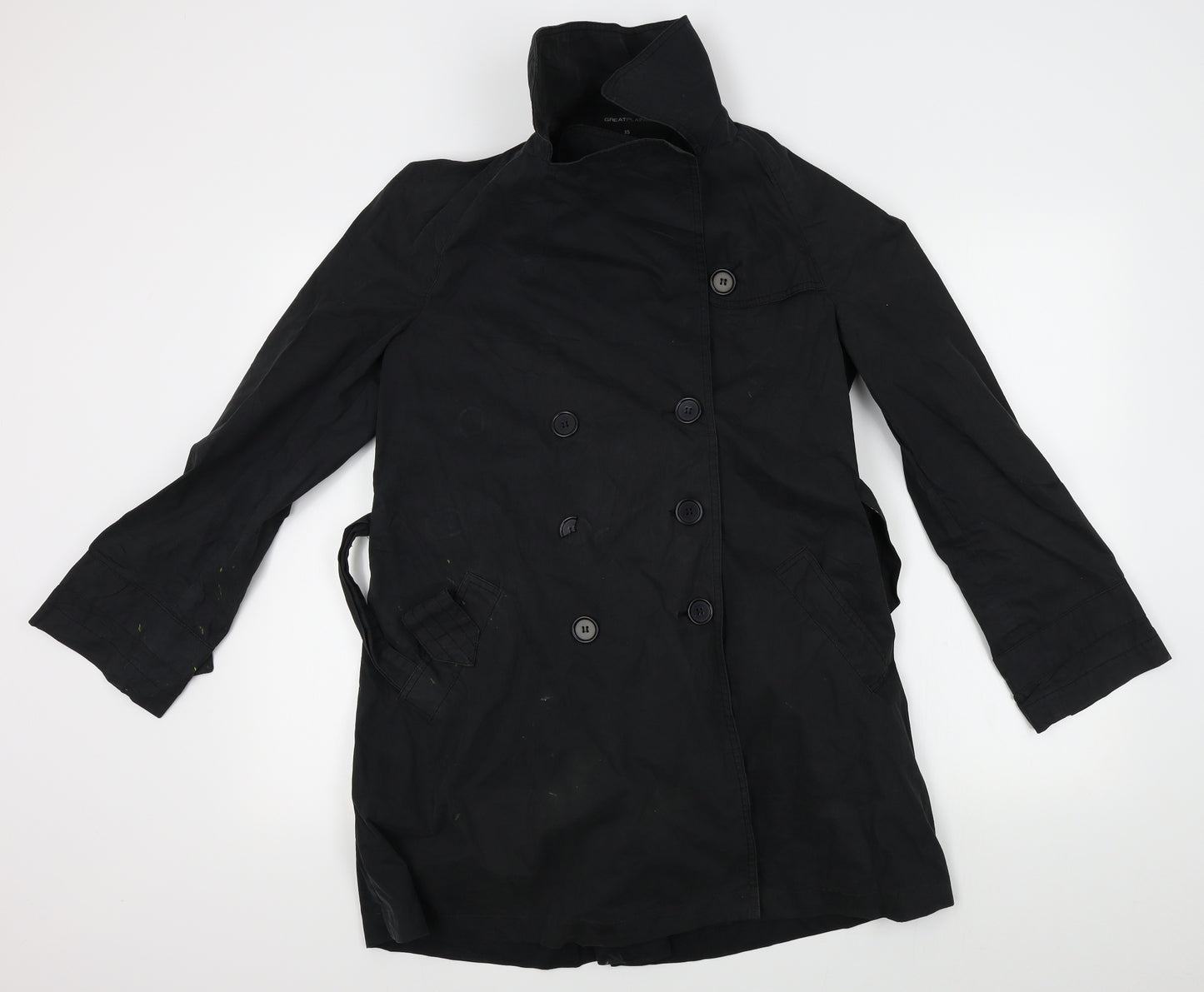 Great Plains Womens Black   Overcoat Coat Size XS