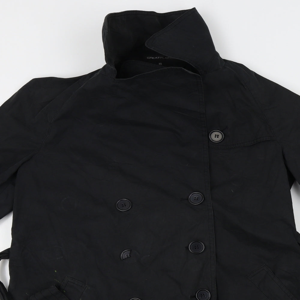 Great Plains Womens Black   Overcoat Coat Size XS