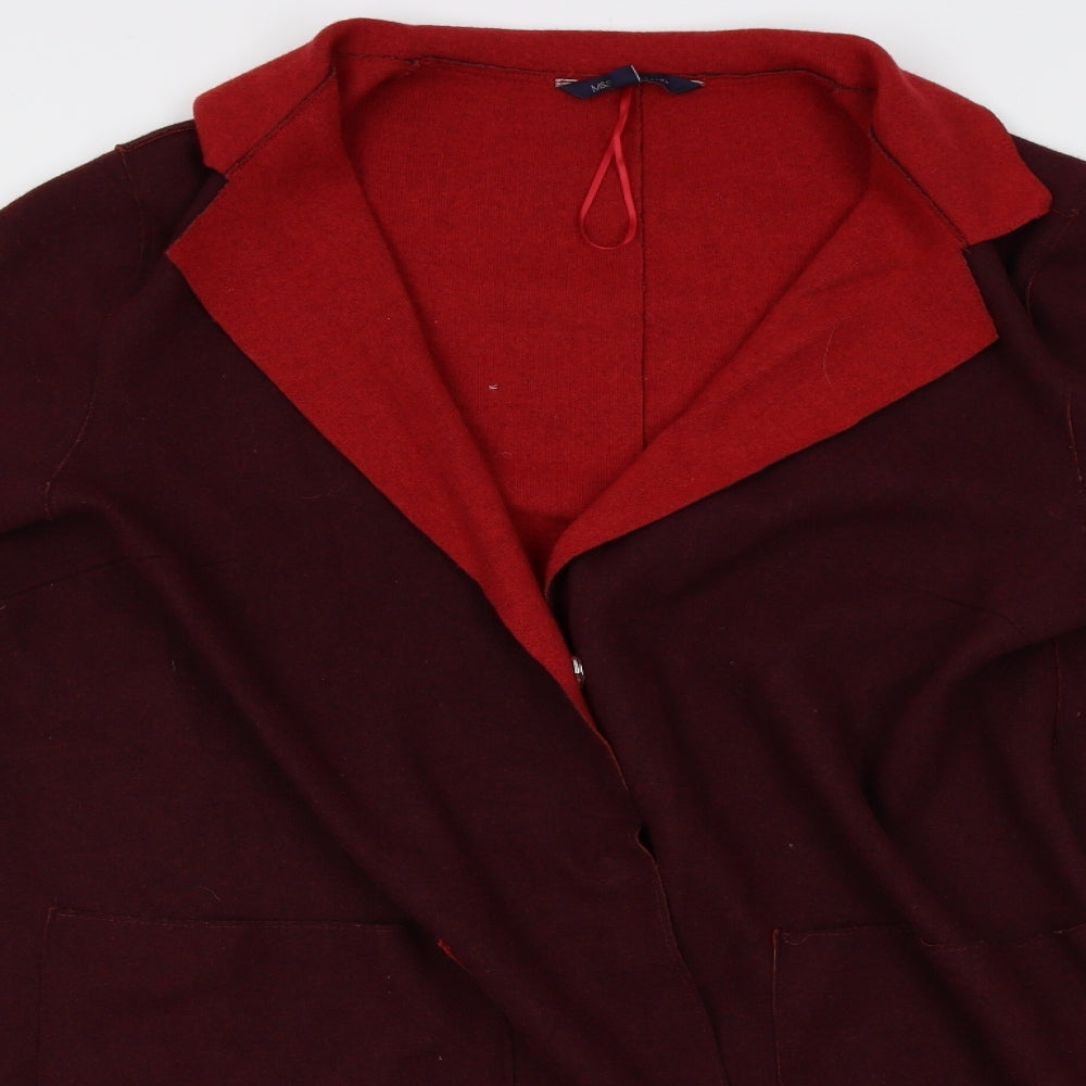 M&S Womens Red   Overcoat Coat Size 18