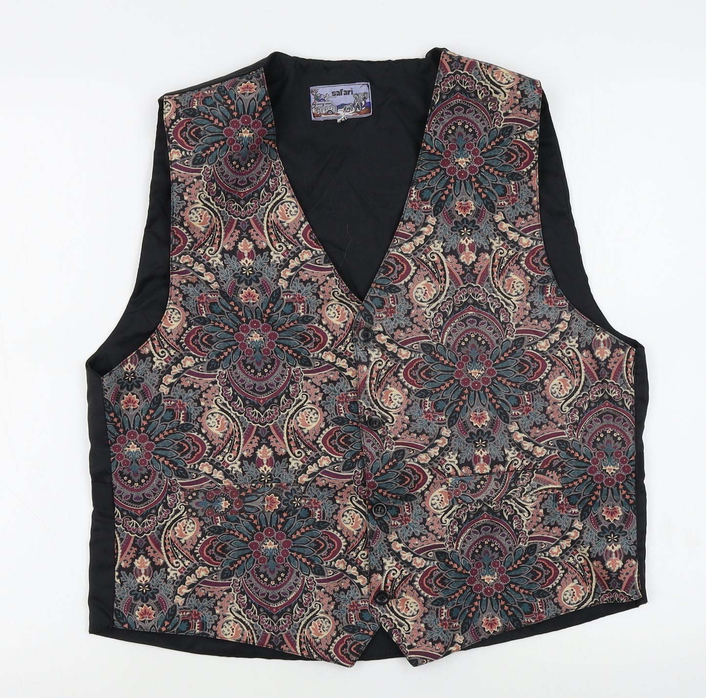 Safari Womens Black Fair Isle  Jacket Suit Waistcoat Size L