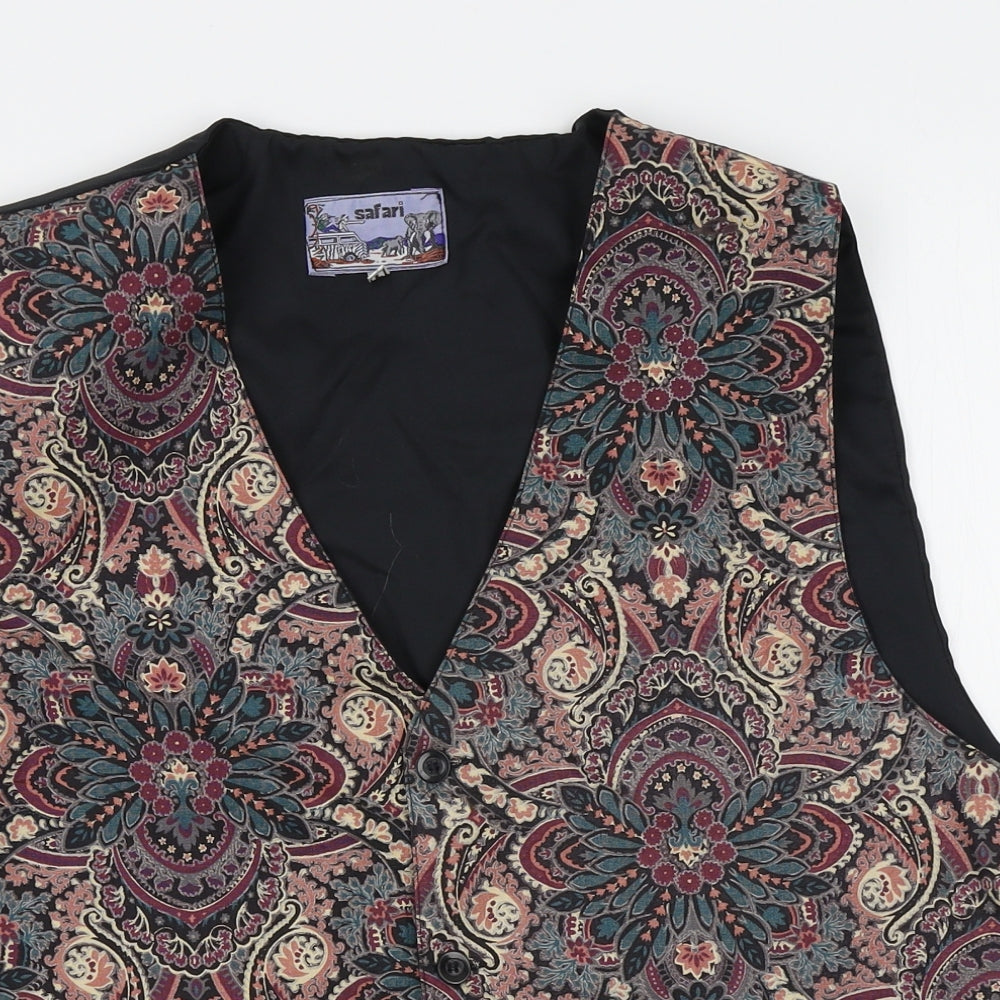 Safari Womens Black Fair Isle  Jacket Suit Waistcoat Size L