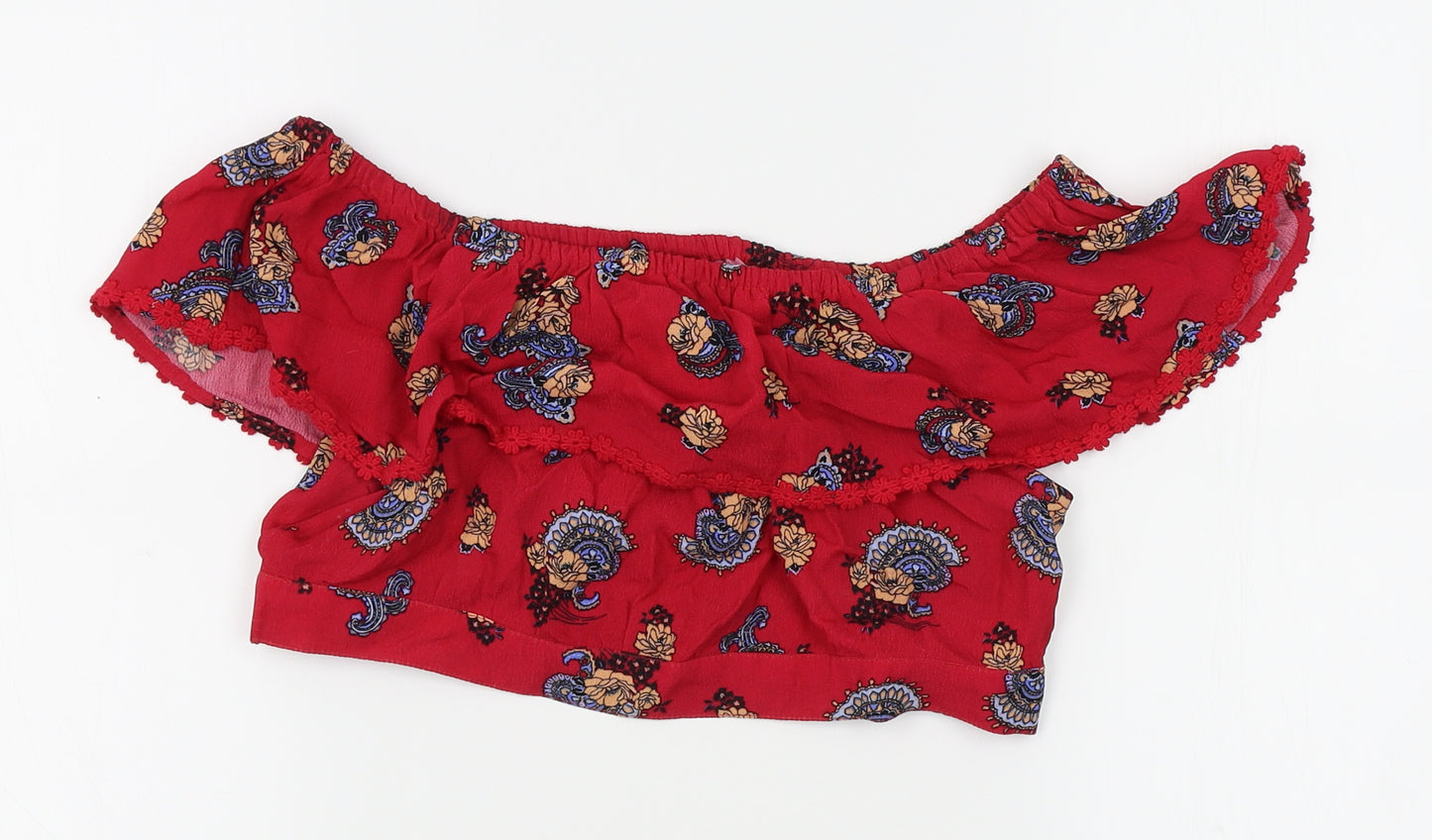 Miss Selfridge Womens Red   Cropped Blouse Size 10