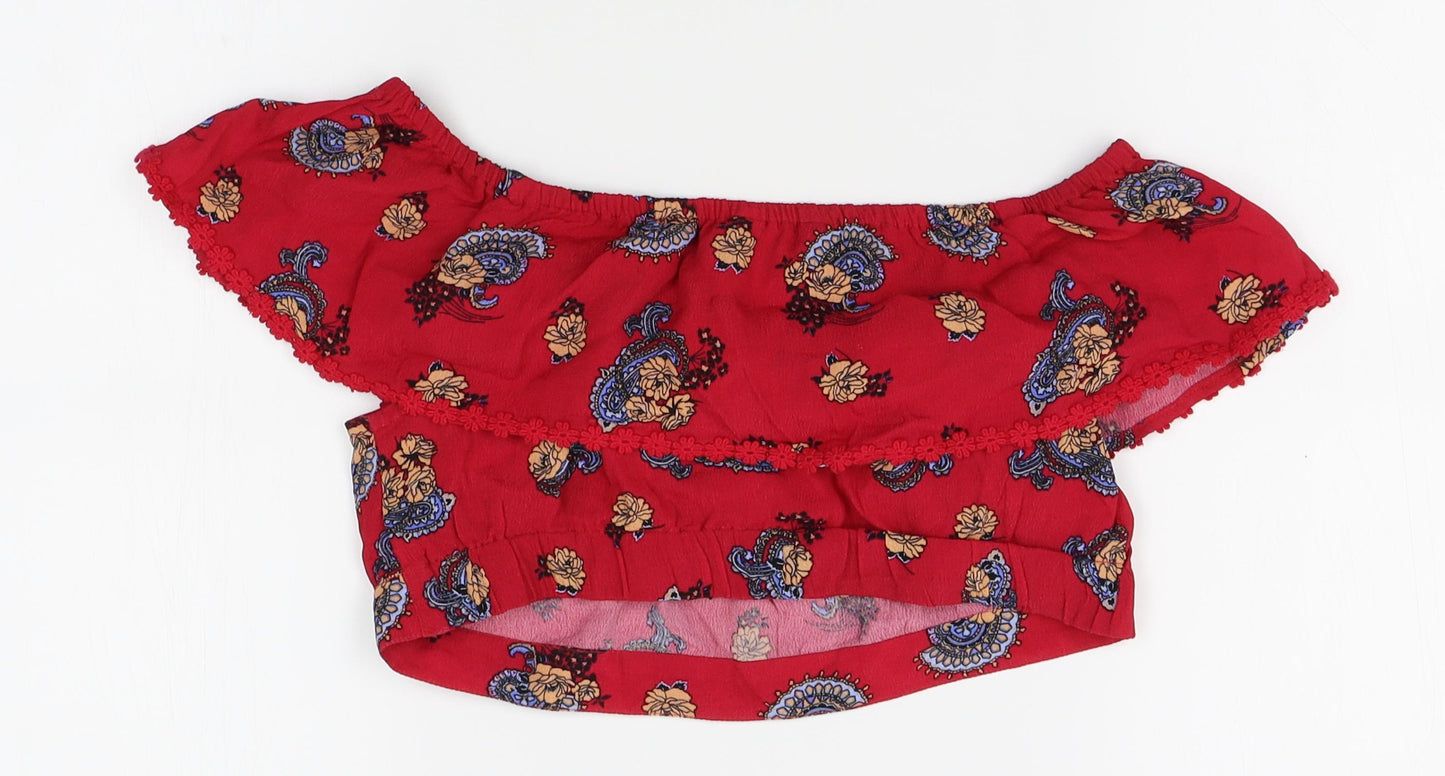 Miss Selfridge Womens Red   Cropped Blouse Size 10