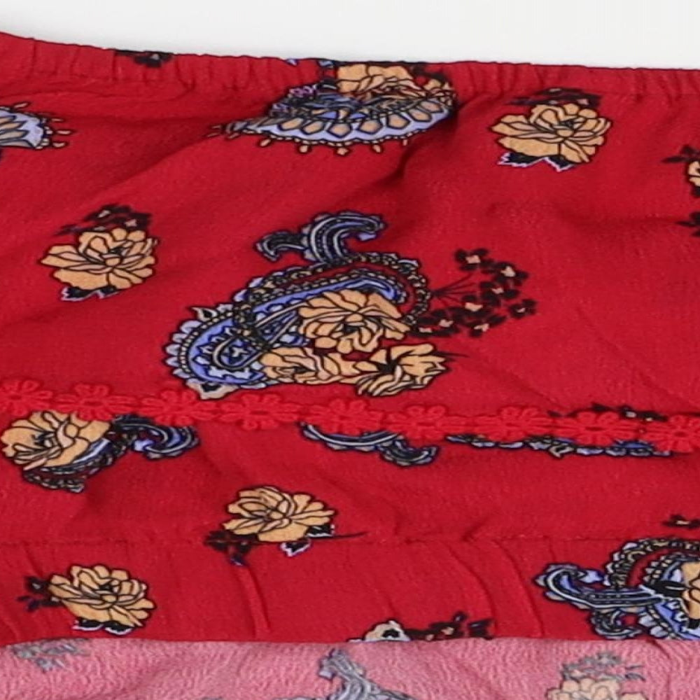 Miss Selfridge Womens Red   Cropped Blouse Size 10