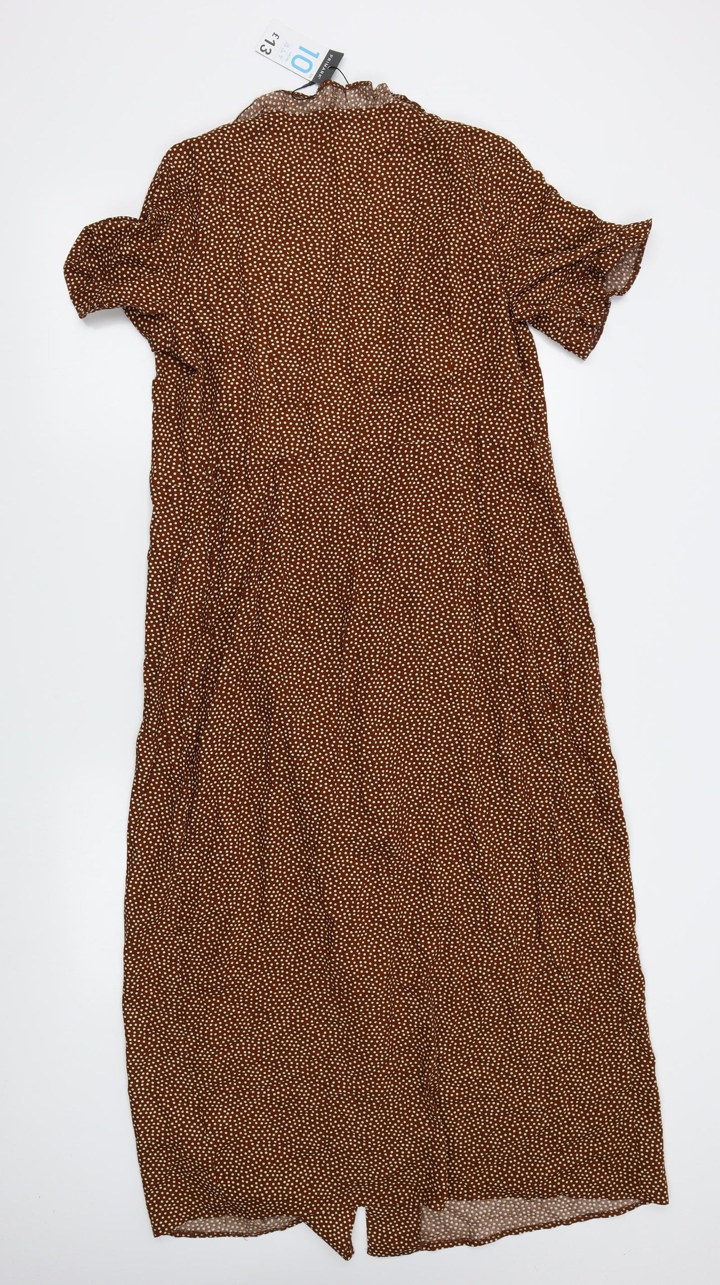 Primark Womens Brown Polka Dot  Wrap Blouse Size 10