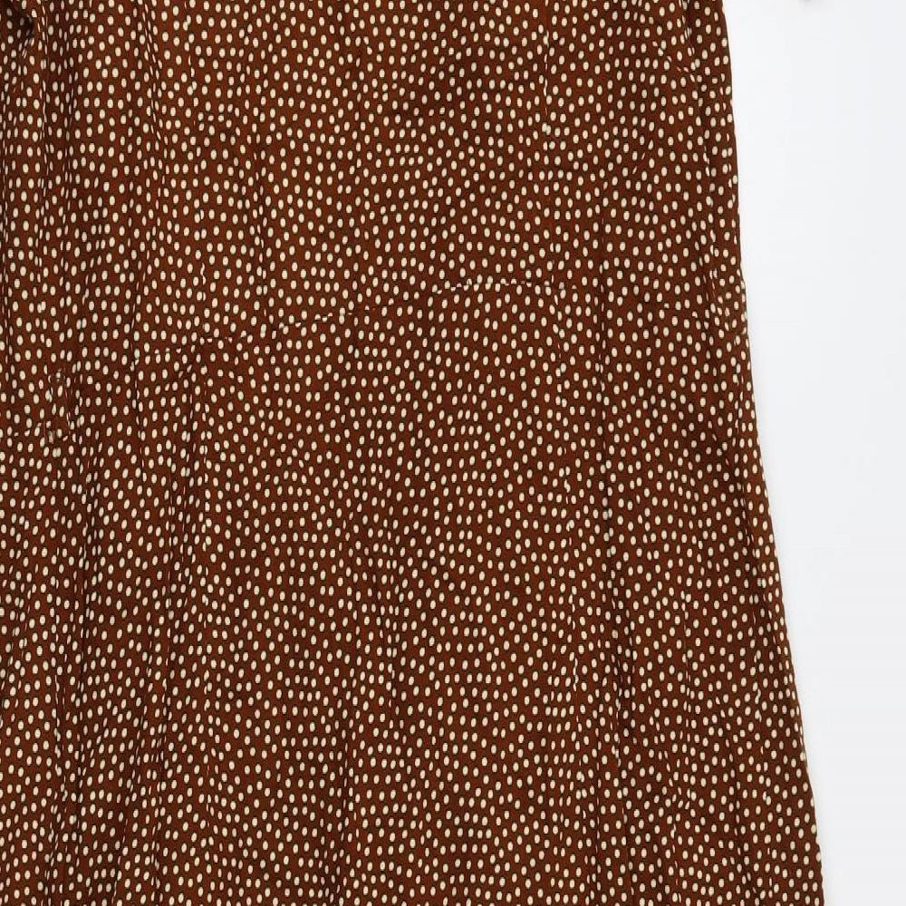 Primark Womens Brown Polka Dot  Wrap Blouse Size 10