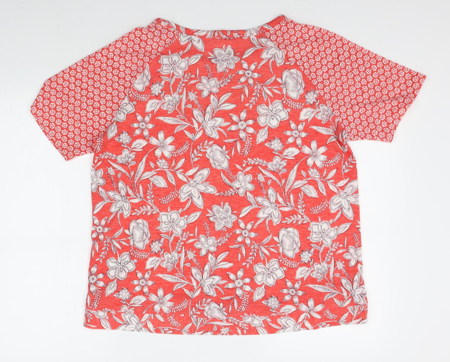 M&S Womens Red Floral  Basic T-Shirt Size 16