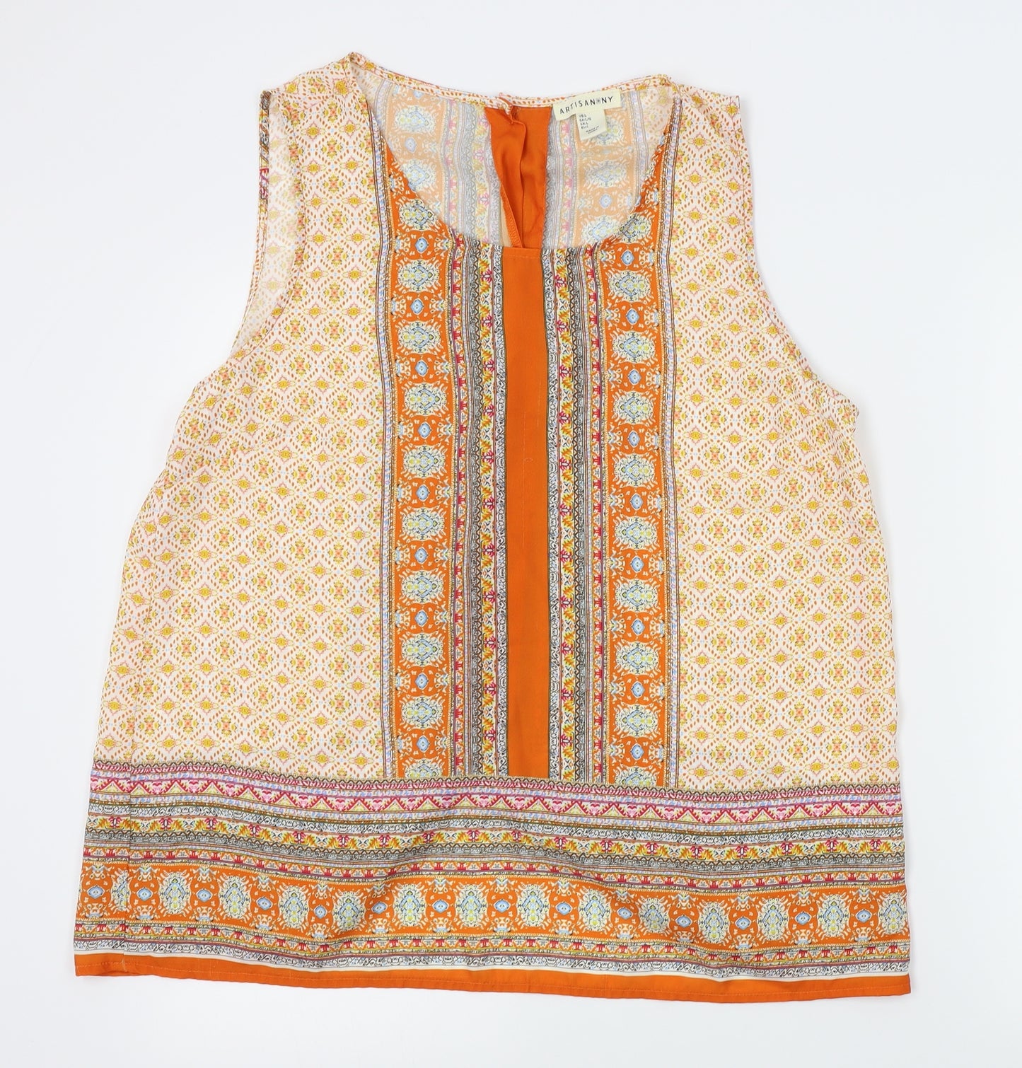 artisan NY Womens Orange Fair Isle  Basic Tank Size L