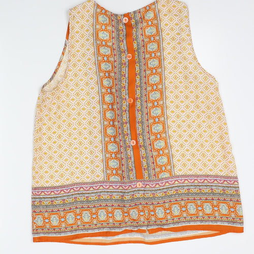 artisan NY Womens Orange Fair Isle  Basic Tank Size L