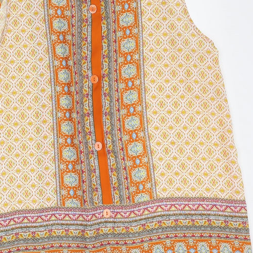 artisan NY Womens Orange Fair Isle  Basic Tank Size L