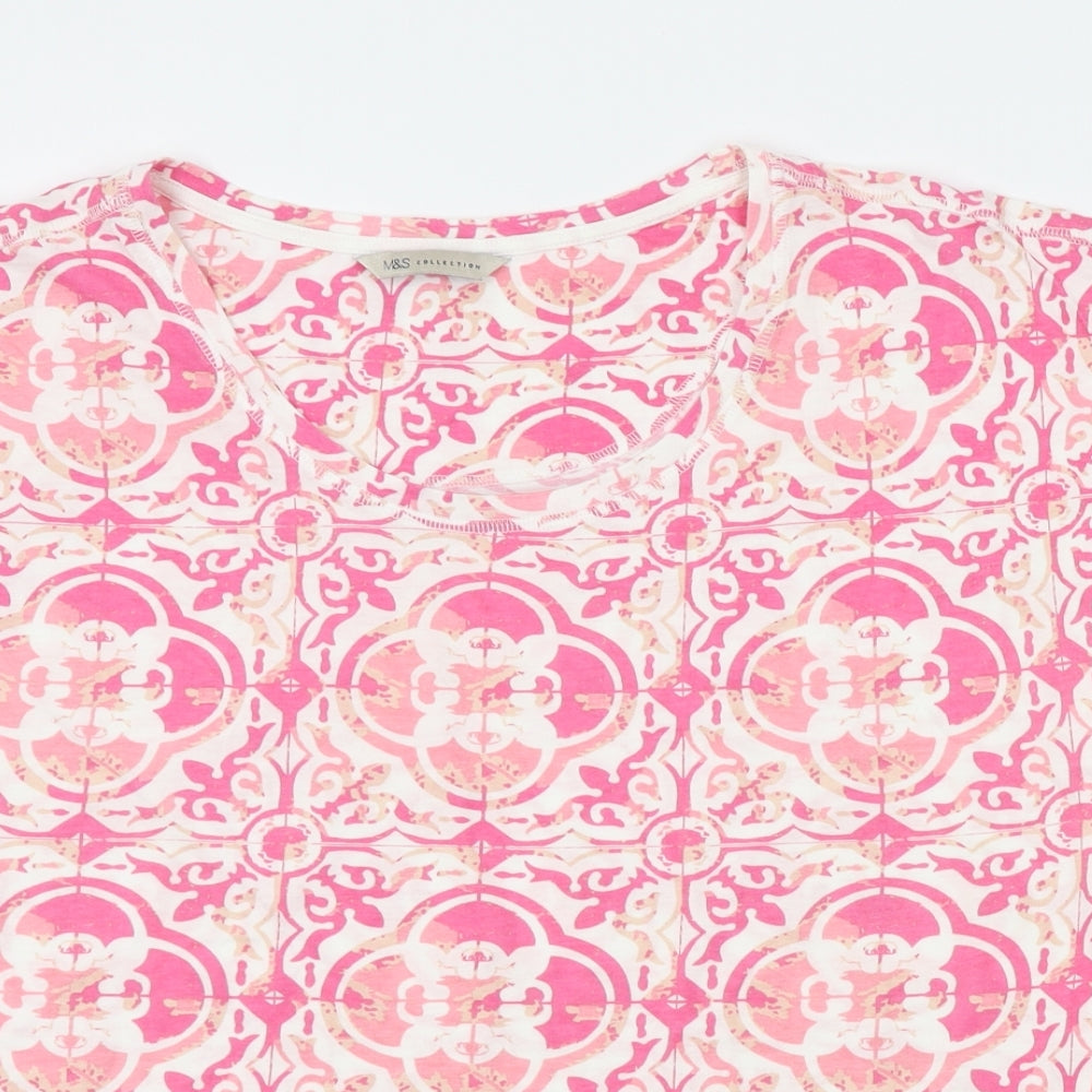 M&S Womens Pink Geometric  Basic T-Shirt Size 14