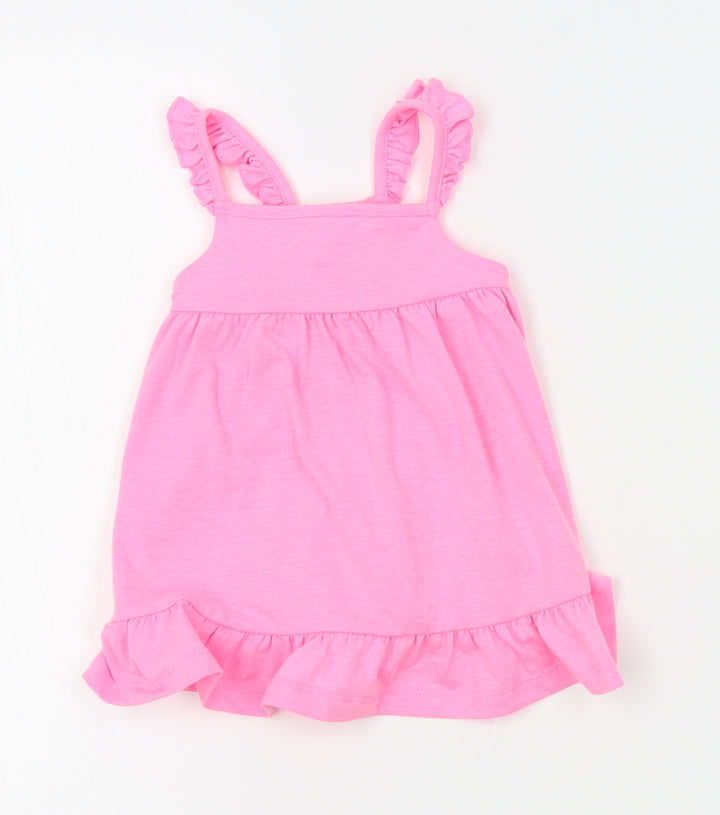 F&F Girls Pink Pinafore/Dungaree Dress Size 3-6 Months