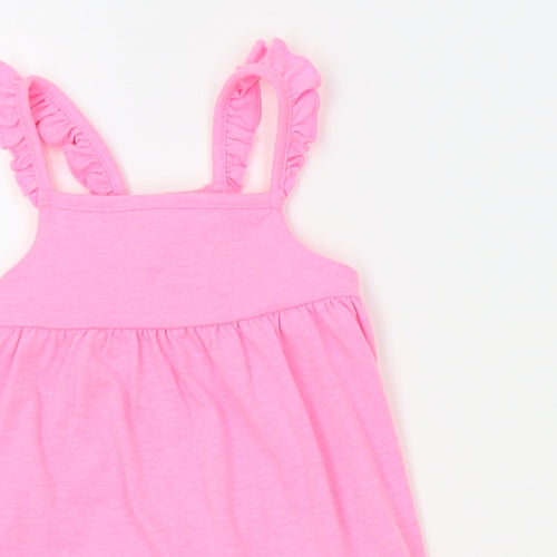 F&F Girls Pink   Pinafore/Dungaree Dress  Size 3-6 Months