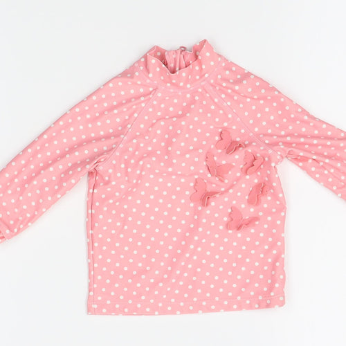 Mothercare Girls Pink Polka Dot   Pyjama Top Size 9-12 Months