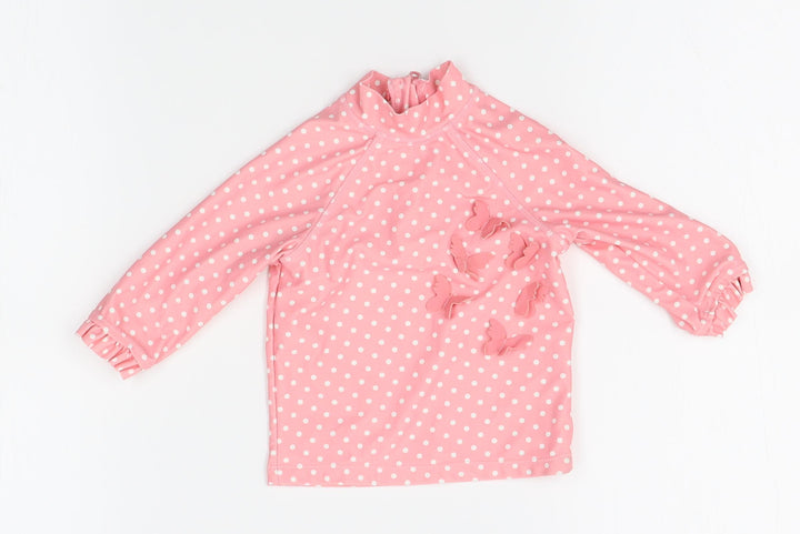 Mothercare Girls Pink Polka Dot Pyjama Top Size 9-12 Months