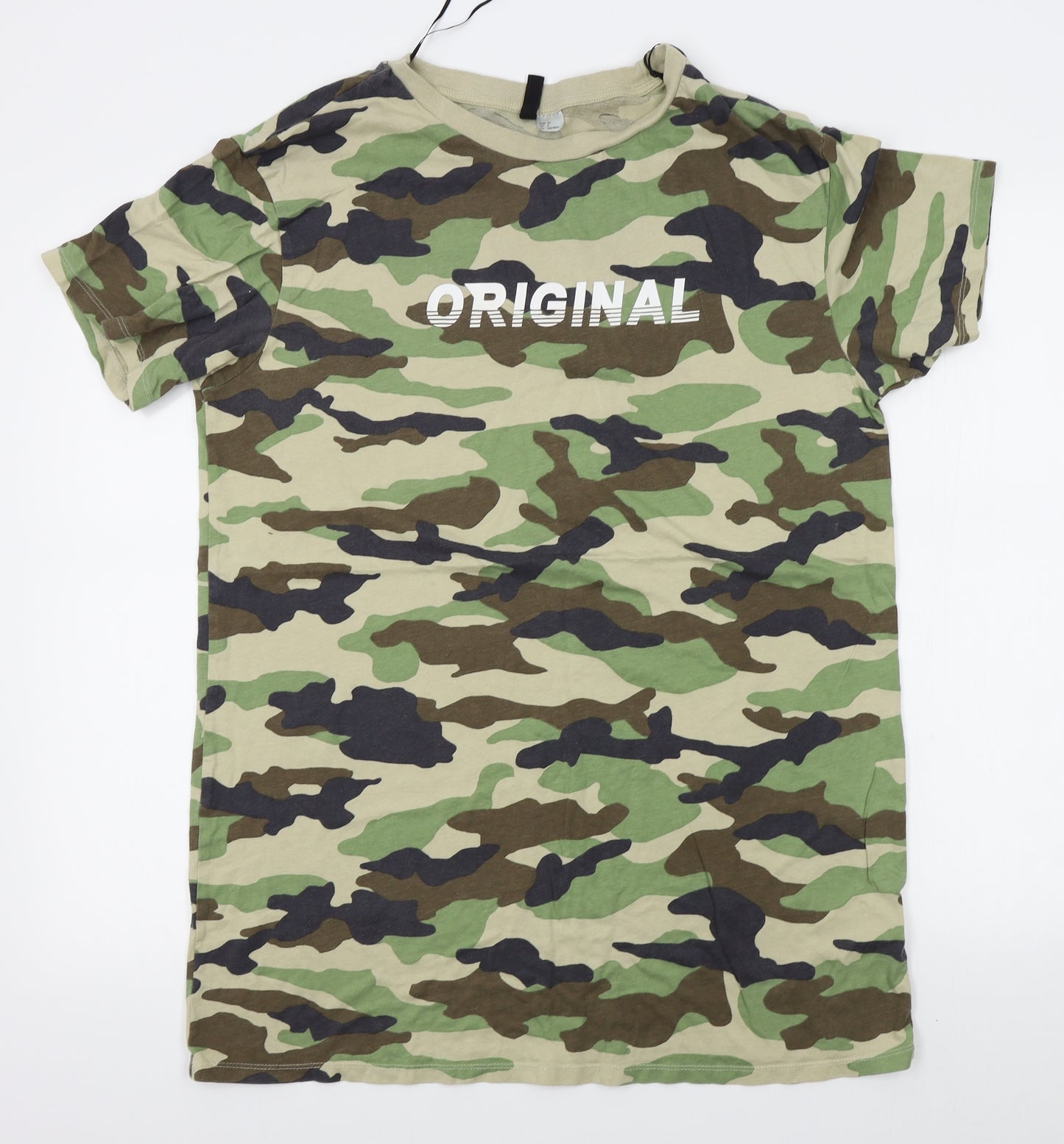 H&M Womens Green Camouflage  Basic T-Shirt Size 6