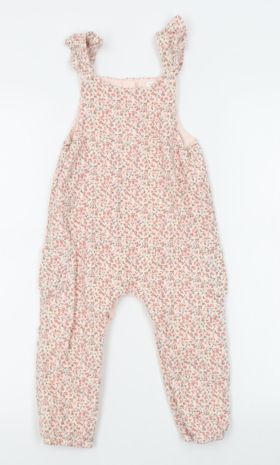 NEXT Girls Pink Floral  Dungaree One-Piece Size 18-24 Months