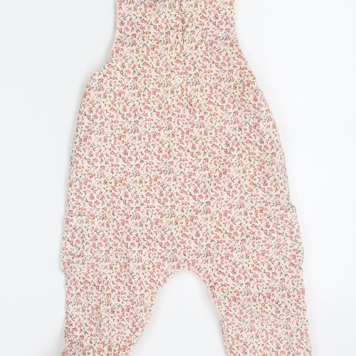 NEXT Girls Pink Floral  Dungaree One-Piece Size 18-24 Months