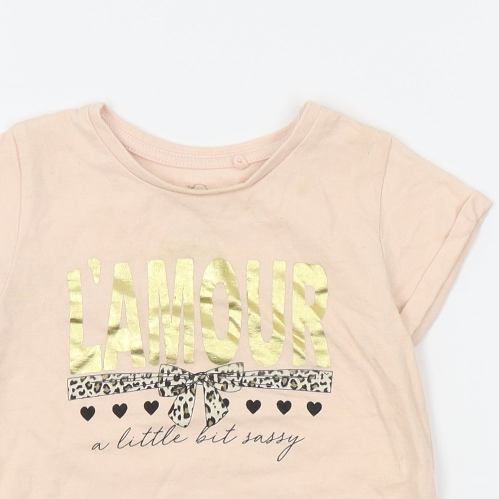 River Island Girls Pink   Basic T-Shirt Size 9-12 Months