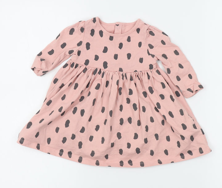 M&S Girls Pink Polka Dot A-Line Size 6-9 Months
