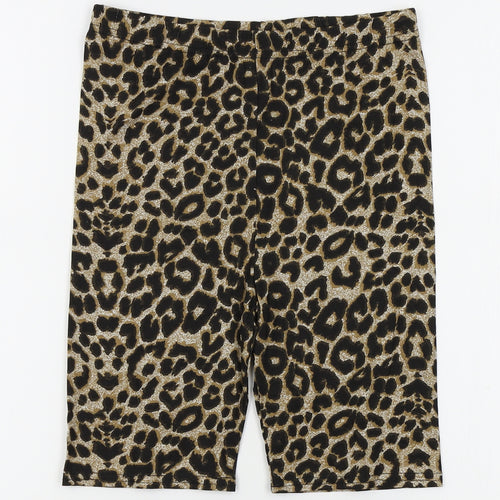PRETTYLITTLETHING Womens Yellow Animal Print   Sleep Shorts Size 10