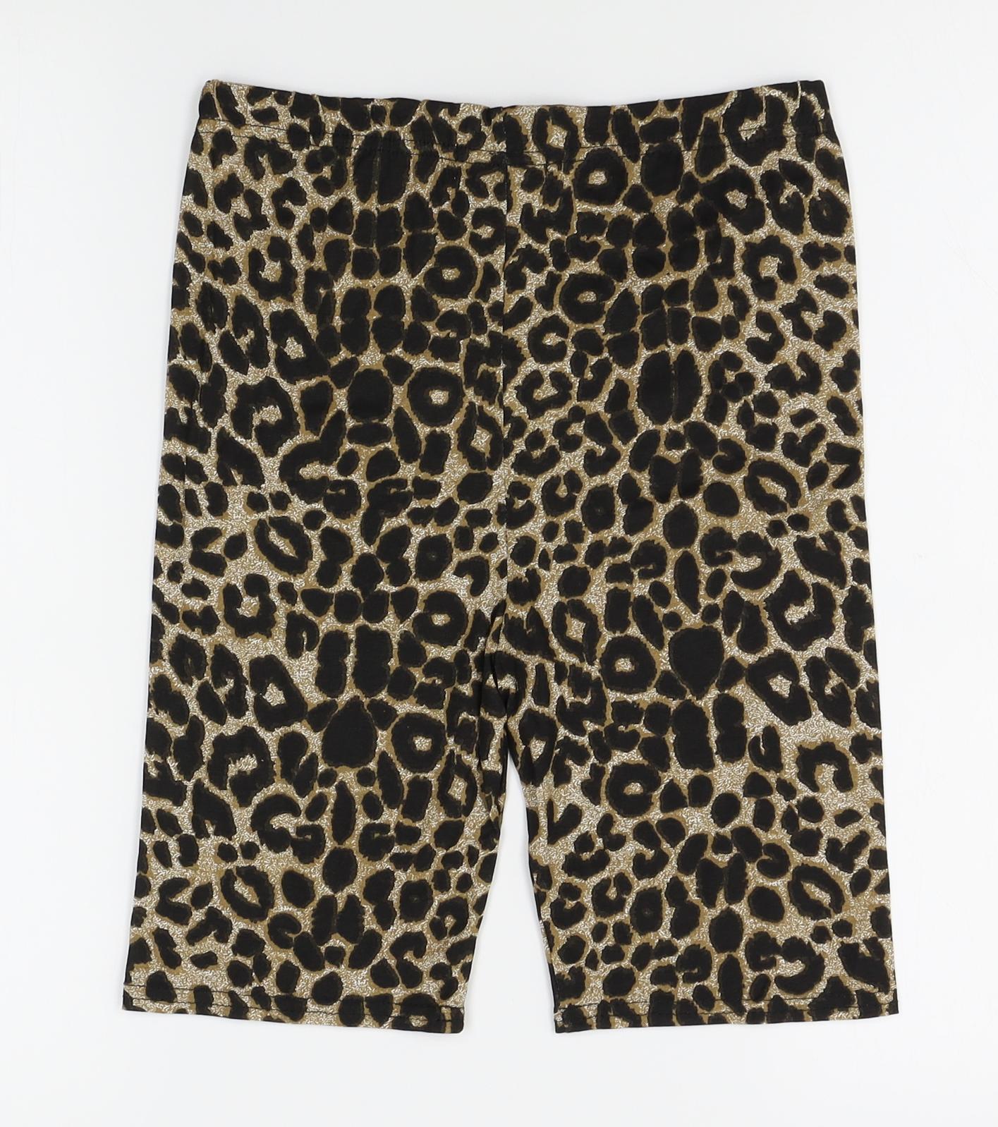 PRETTYLITTLETHING Womens Yellow Animal Print   Sleep Shorts Size 10