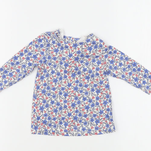 M&S Girls Blue Floral  Basic Blouse Size 6-9 Months