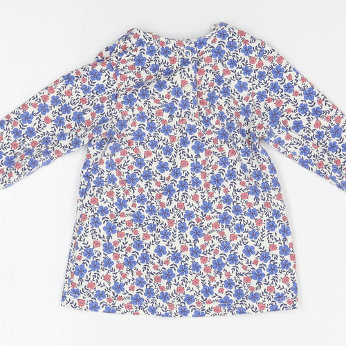 M&S Girls Blue Floral  Basic Blouse Size 6-9 Months