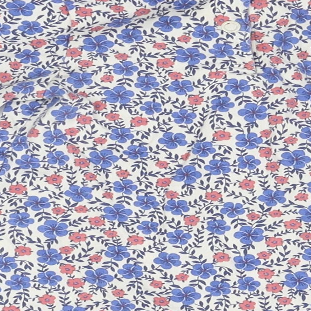 M&S Girls Blue Floral  Basic Blouse Size 6-9 Months